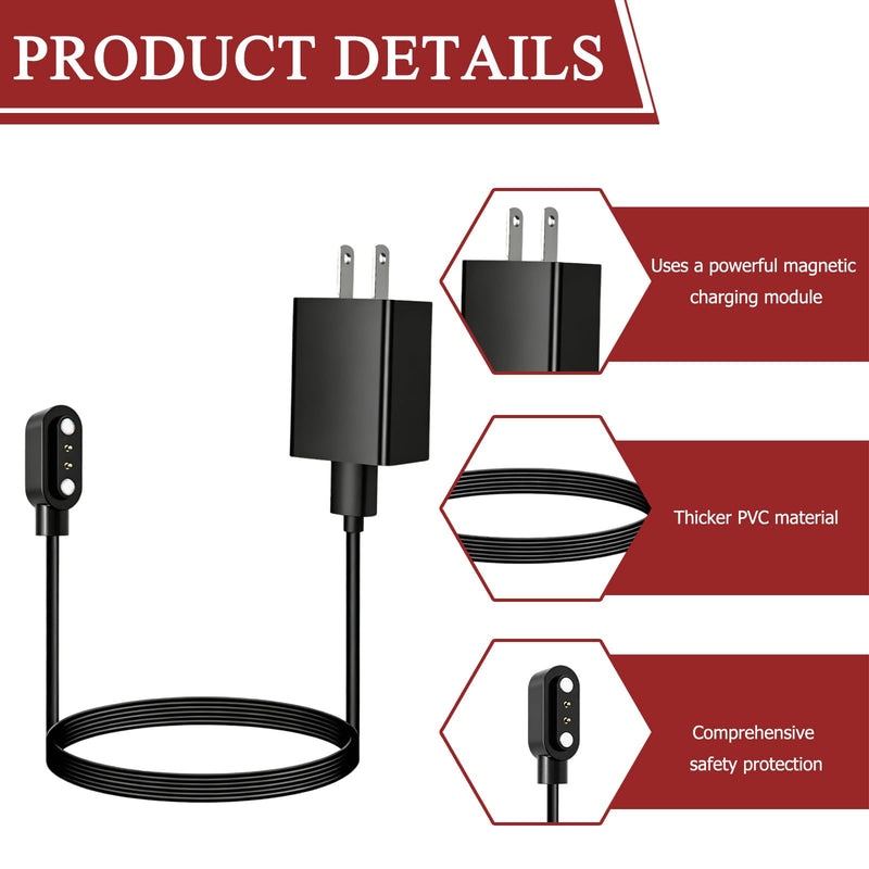 2 Pin 2.84mm Magnetic Smart Watch Charger with USB Wall Adapter, 3.28FT