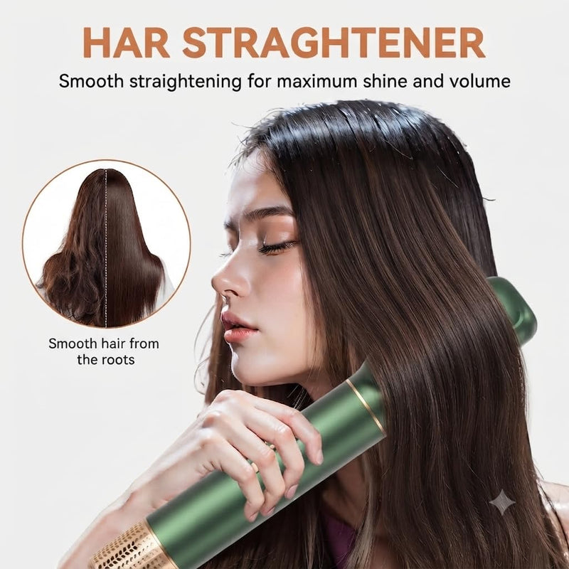 Hair Styler 5 in 1, Magic Styler, 1000W Hair Dryer Brush for Hair Styling, Hot Air Brush with Auto Wrap Air Curler Wand, Hair Straightener Brush, Round Brush Hair Dryer for Volumise, Curls, Style Green