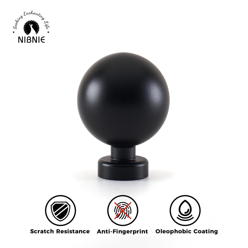10 Pack 1 Inch Dia Matte Black Kitchen Cabinet Knobs, Classic Vintage Retro Hardware Drawer Pull for Drawer Cupboard Dresser Wardrobe 1 Inch (25.4mm) Dia Ball Knobs 10