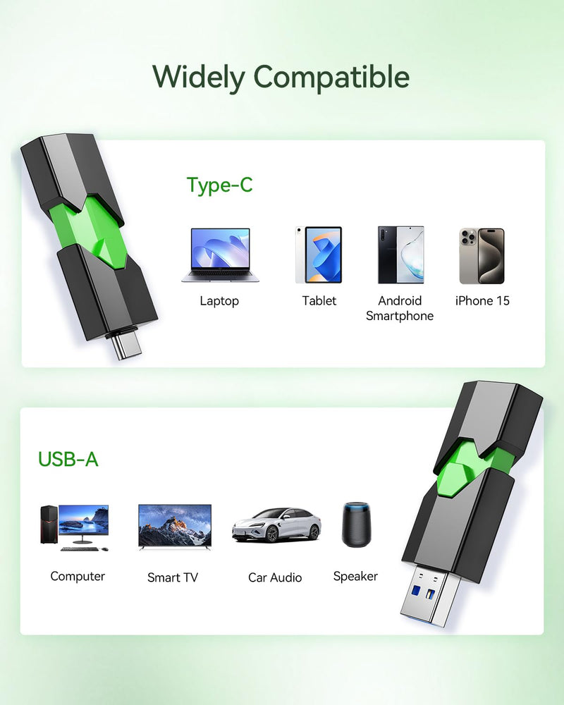 K&ZZ USB C Flash Drive 128G, USB C Thumb Dual Drive 3.0, USB Stick for Smartphones and Computers 128GB-3.0 Green