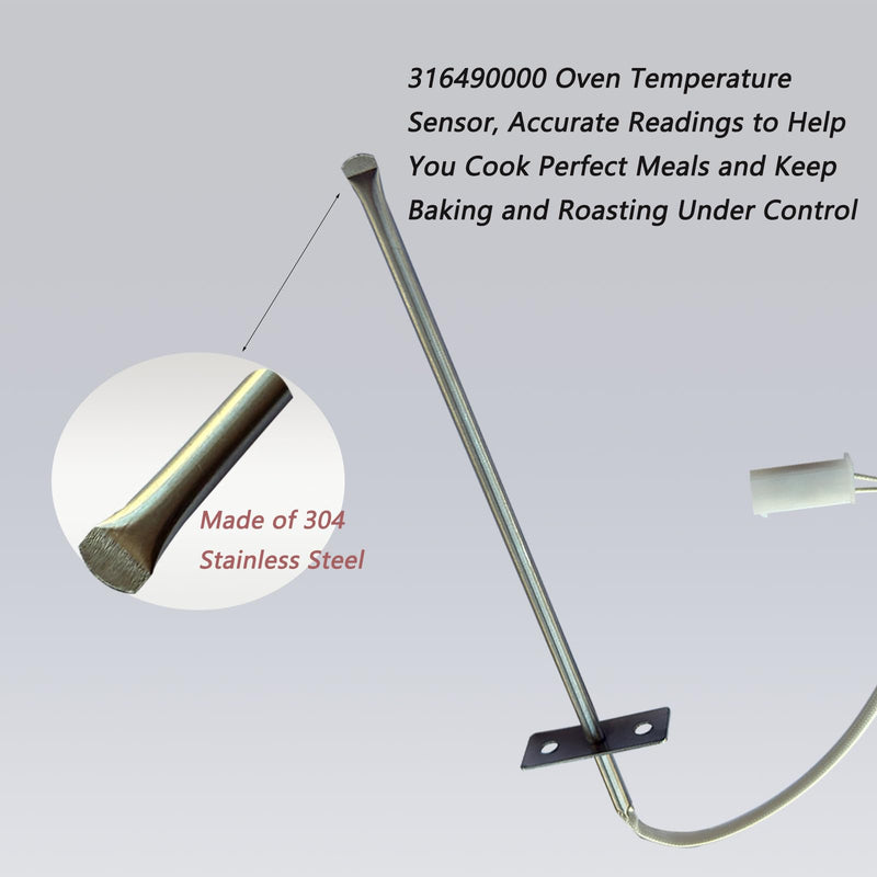 316490000 316490001 Oven Temperature Sensor Probe 316490002 316490003 Replacement for Ken-More Ranges Replaces 1197392 AH1528542 AP3963654 PS1528542 EAP1528542 12-Month Replacement Service