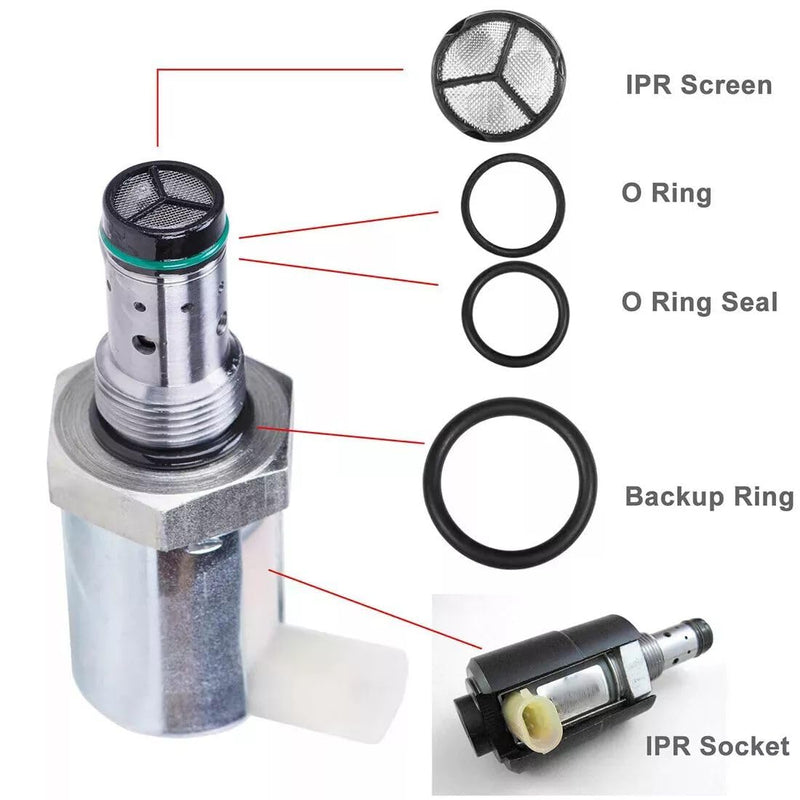 6.0 IPR Valve Socket & Oil Rail Adapters Kit & 6.0 High Pressure Oil Pump IPR Valve Air Test Fitting Tool with Seal Kit, Fits for Ford 6.0L Powerstroke Diesel Engine, Pack of 8