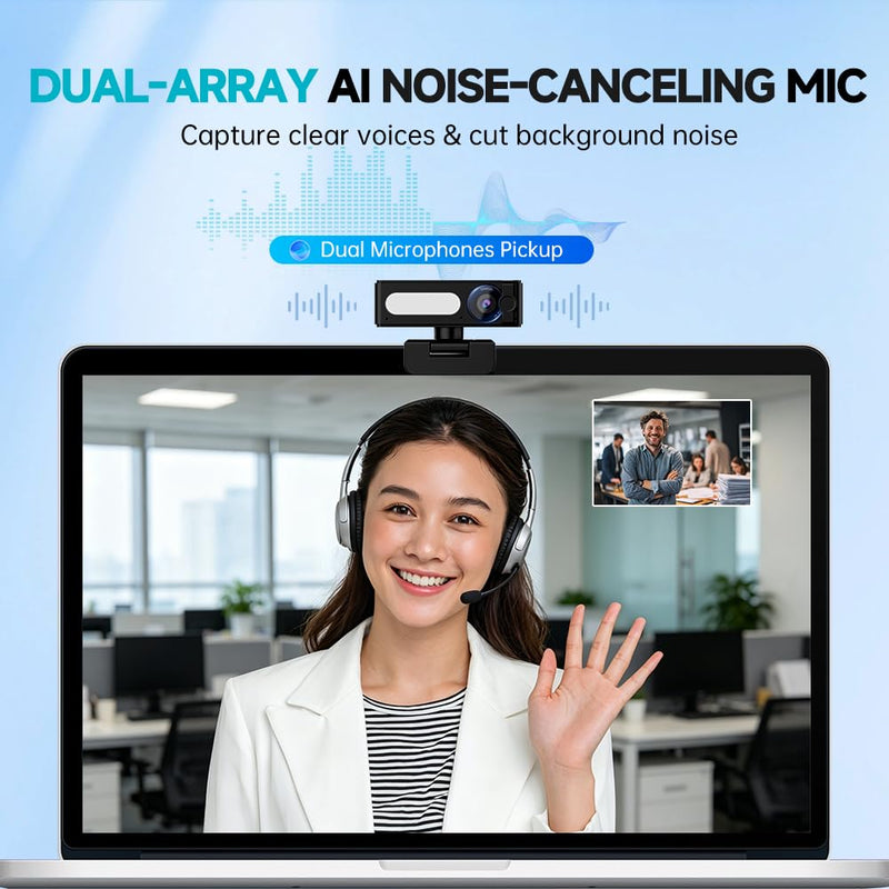 G53 4K Webcam with Noise-Canceling Microphone for PC Laptop | 120° Wide-Angle & Autofocus Video Streaming Computer Camera, Remote Control，works with Zoom/Teams/Switch 2/Mac 4K(G53)