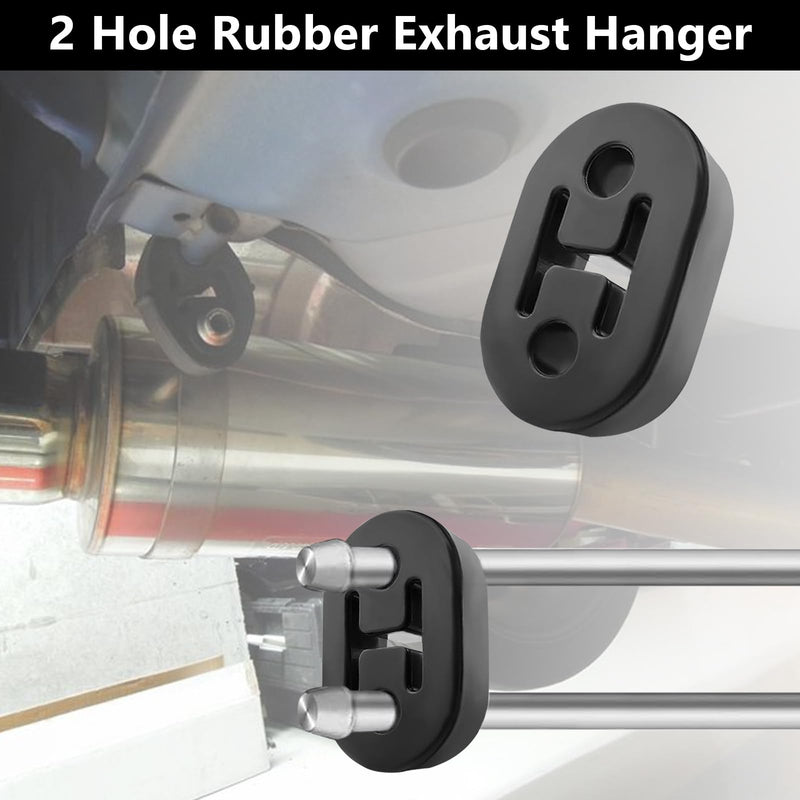 Exhaust Rubber Hanger, rubber muffler hangers. Rubber Insulator Bushing Mount, rubber exhaust mounts with 2 Holes 0.47 Inch, Universal Fit black-2PCS