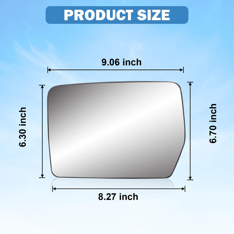 Driver Left Side Heated Mirror Glass Compatible with 2004-2014 Ford F150 - Exterior Side Rearview Convex Mirror w/backing Holder - Replace# 4L3Z-17K707-DB Driver Side (LH)