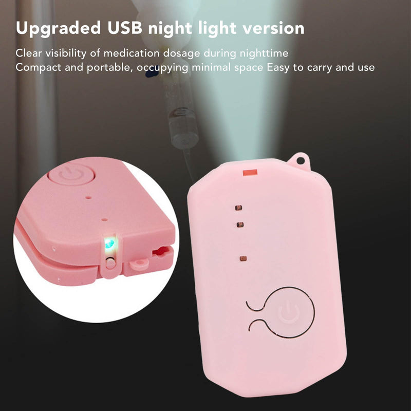 Infusion Alarm, Rechargeable Infusion Reminder Intravenous Drip Warning Device with 5 Different Alarm Sounds USB Night Light for Monitoring Fluids Work (Pink)