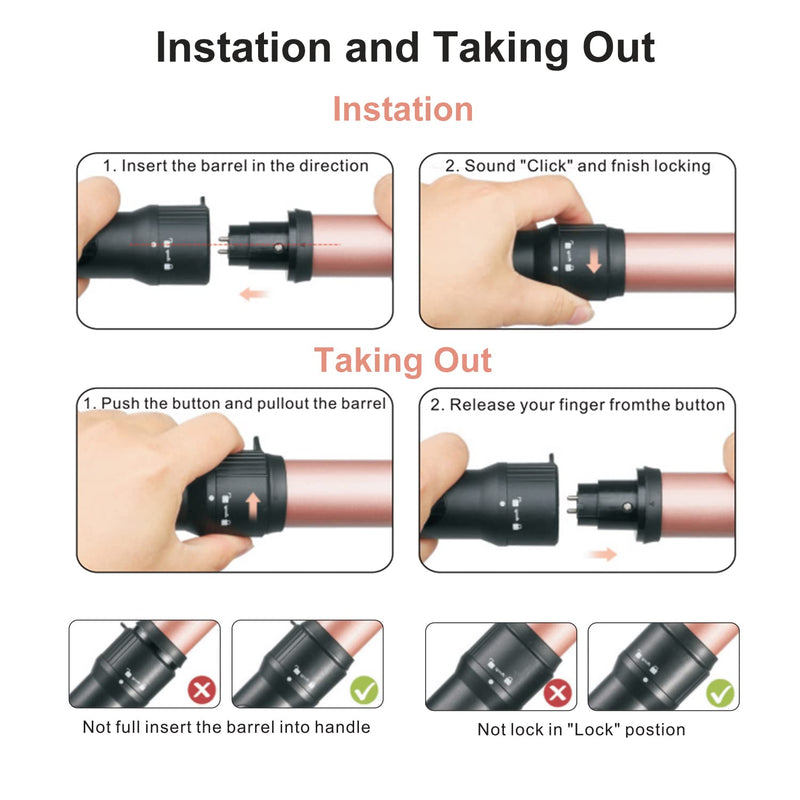JAETON 3 in 1 Curling Iron Wand Set with 3 Interchangeable Barrel(9-32mm) | 2 Temp 180℃/230℃ Hair Curler for Long & Short Hair, Instant Heat Up Curling Tongs, Include Glove, Dual Voltage Small-1, 3 tubes
