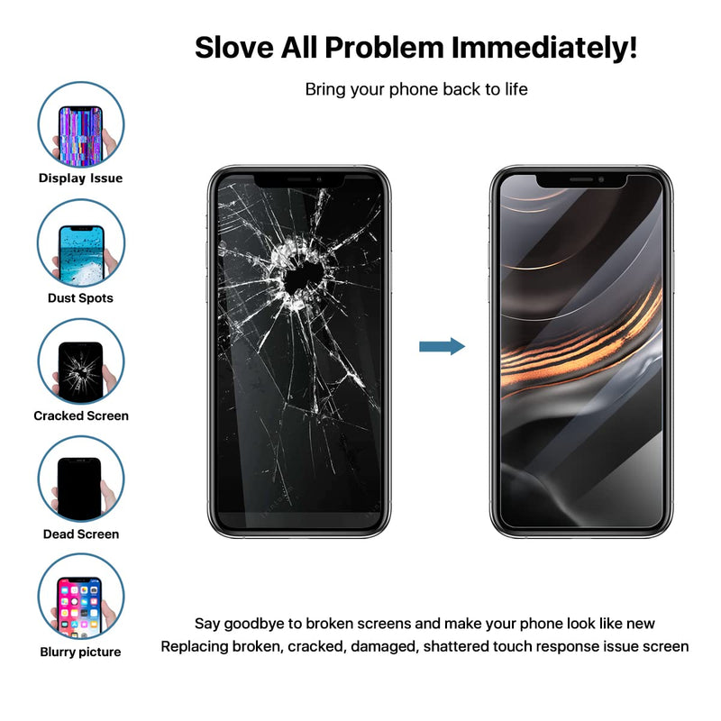 for iPhone 11 Pro Max Screen Replacement HD 6.5" LCD Display and 3D Touch Digitizer Assembly with Repair Tools, Waterproof Tape, Screen Protector, and True Tone for A2161, A2220, A2218 for iphone 11 PRO MAX--6.5''