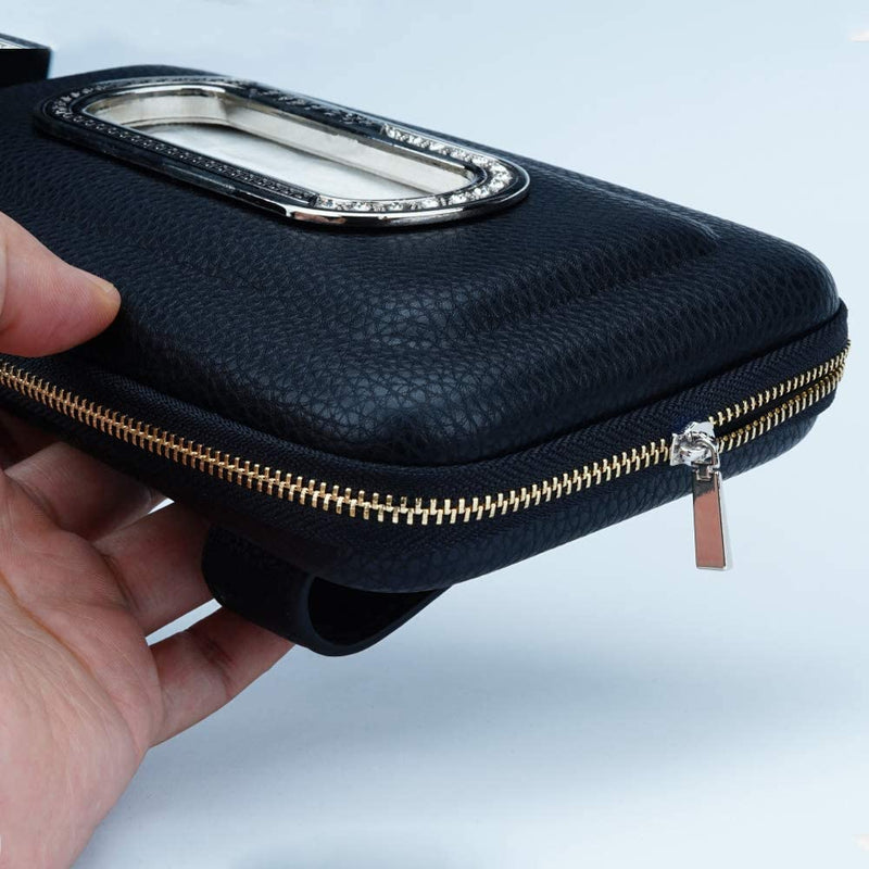 Car Tissue Holder, Sun Visor Napkin Holder, Car Visor Tissue Holder, Luxury PU Leather Backseat Tissue Case Holder (Black) Black