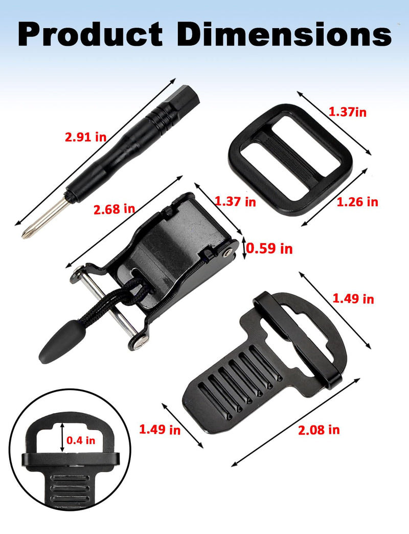 Helmet Quick Release Buckle Kit, Motorcycle Helmet Chin Strap Clip for Full Face, 3/4, Half Helmets With D-rings, Fast Release Fasteners Made by Safe Ratcheted Stainless Steel(Black) Black