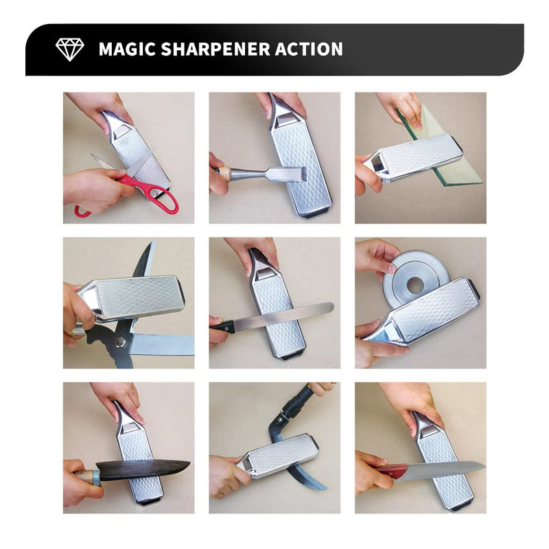 Knife Sharpeners Handheld 300/600 Grit Double Sided Diamond Knife Sharpening Weststone Stone for Kitchen Knives Scissors Garden Tools with scissors sharpener(SHA-2W SET)