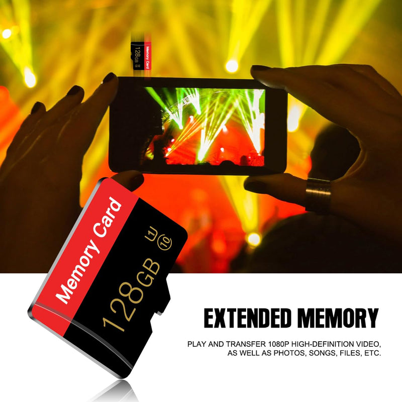2 Pack Micro Memory Card 128 GB with Adapter, C10/UHS-I/A1, TransFlash Card, TF Card for Camera, Smartphone, Tablet, Drone (Red 128GB*2-S1)