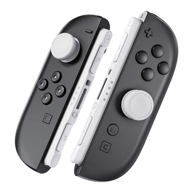 eXtremeRate Replacement 3D Joystick & Thumb Grips & Side Rail Shell Buttons for Nintendo Switch 2 JoyCon, Console Rail Stickers Controller Left Right Analog Stick Thumbsticks Caps for Switch 2 - White
