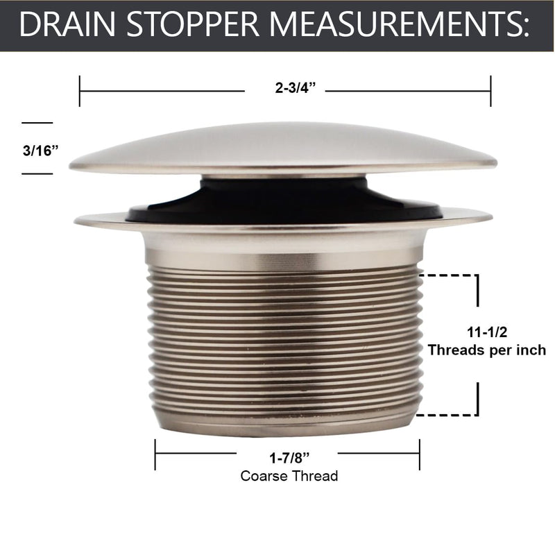 Westbrass A398R-07 1-1/2" NPSM Coarse Thread Mushroom Tip-Toe Bathtub Drain Stopper, Satin Nickel