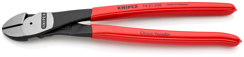 KNIPEX Tools - High Leverage Diagonal Cutters, 12 Degree Angled (7421250SBA), Red, 10 inches | side-cutting-pliers