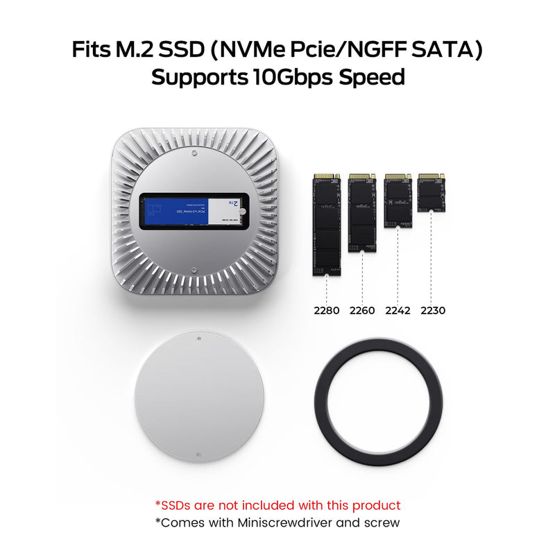 Mac mini M4 Dock, Aluminum Mac mini Stand and HDMI Hub for Mac mini M4 and M4 Pro 2024 with M.2 NVMe/SATA SSD Enclosure, 4K60Hz HDMI,10G USB A/C, 5G USB A*2, USB-C Charge, SD/TF, Audio