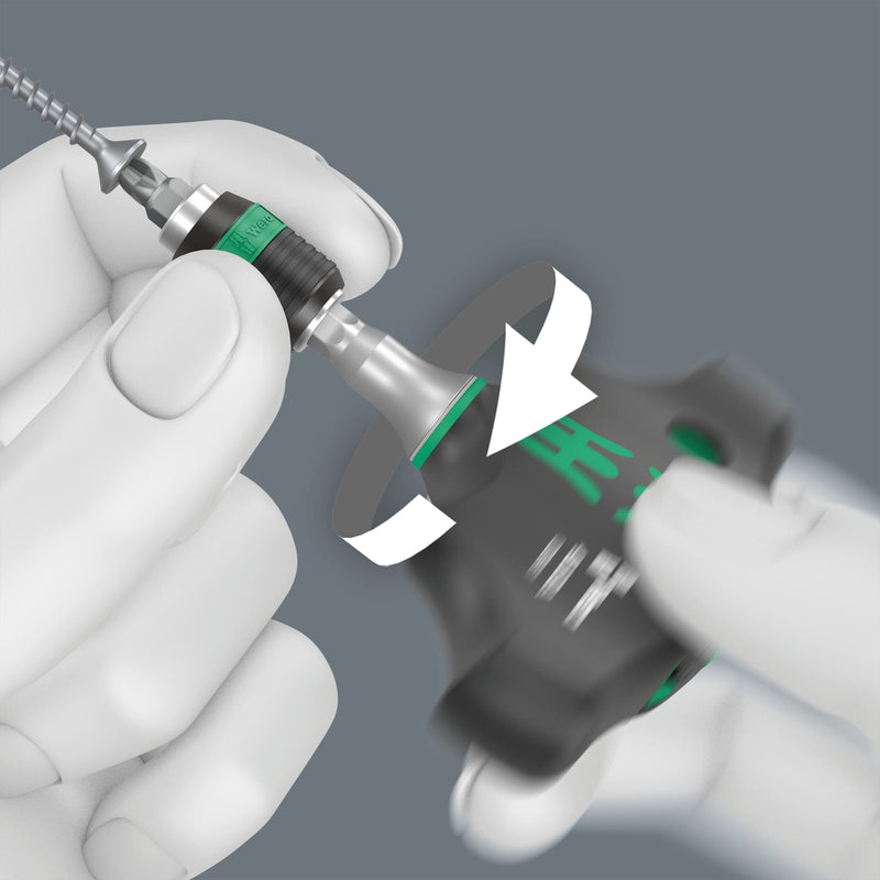 Wera 05023461001 416 RA T-Handle bitholding Screwdriver with Ratchet Function and Rapidaptor Quick-Release Chuck, 1/4", 45 mm Classic Solid