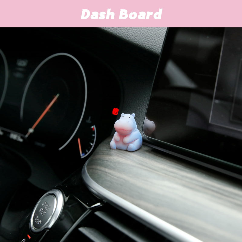 YGMONER Mini Hippopotamus Car Dashboard Figurines Set of 6 Cute 1inch Hippo Car Decorations Kawaii Car Interior Decor Accessories Gifts for Hippo Lover
