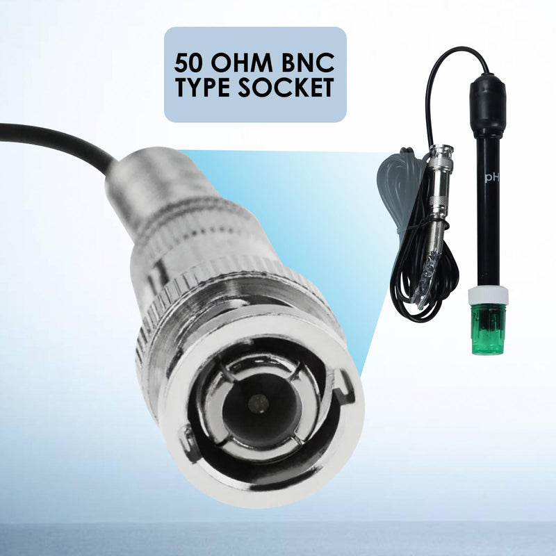 Replaceable pH Electrode Probe with BNC Connector Long 300cm Cable with Calibration Powder for pH Meters, Controllers, Water Testing, Labs, Pools & Spas