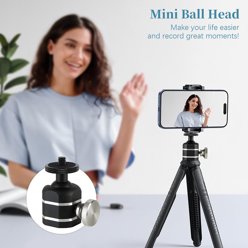 2pcs Mini Ball Heads Universal Metal Tripod Ball Head Camera Screw Mount for Trail- Action- Security Cameras, Loads to 10lbs, Silver 2