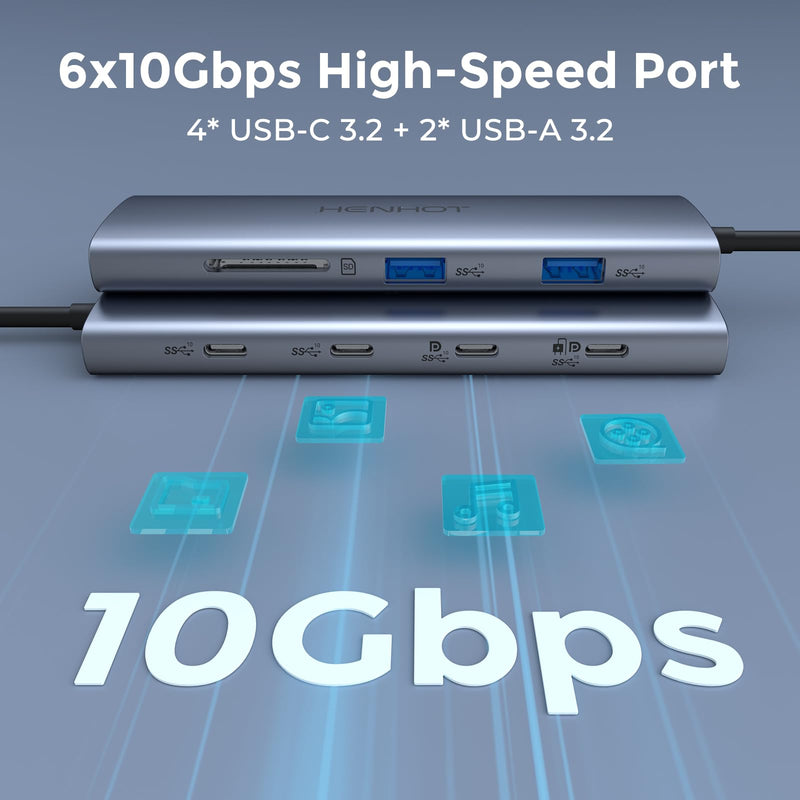 Versatile USB C Video Hub 3 Monitors Docking Station with DP Alt Dual 4K@30Hz, HDMI, 100W PD, 10Gbps*6Ports, SD 4.0, Laptop Docking Station for Dell, HP, ASUS, Steam Deck, Rog Ally, Legion Go,Samsung 8 IN 1