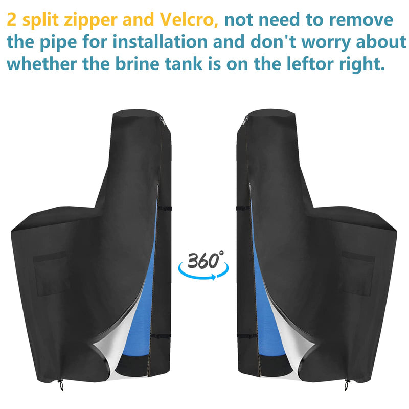 Bitubi Water Softener Cover with Split Zipper,Outdoor Water Softener Brine Tank Cover,Waterproof Anti-UV(64" H x 40" W x 16" D, Black) All Weather Protection 64" H x 40" W x 16" D(Black) Water Softener Cover (One-piece)