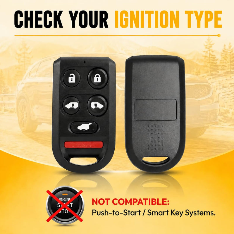 Key Fob Replacement Fits for Honda Odyssey 2005 2006 2007 2008 2009 2010 | 6-Button Key Fob Keyless Entry Remote Control (FCC ID: OUCG8D-399H-A, P/N: 72147-SHJ-A61, 314MHz)