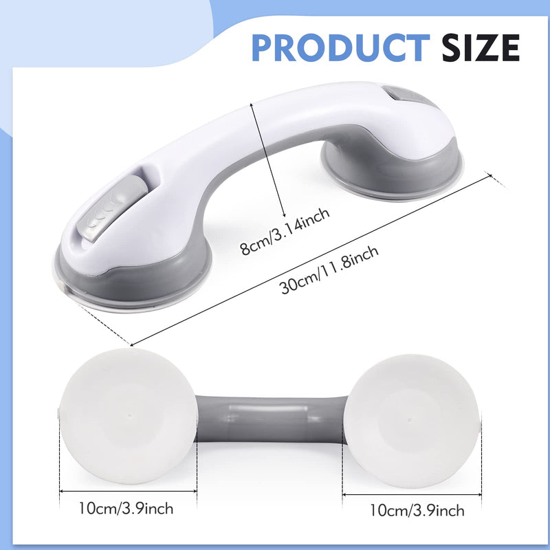Grab Bars for Bathtubs and Showers, 12 Inch Shower Handle Strong Suction Cup Grab Bar for Shower Chair Stool, Bathroom Safety Bar for Seniors, Elderly, Handicap (2 Pack) 2 Pack Gray