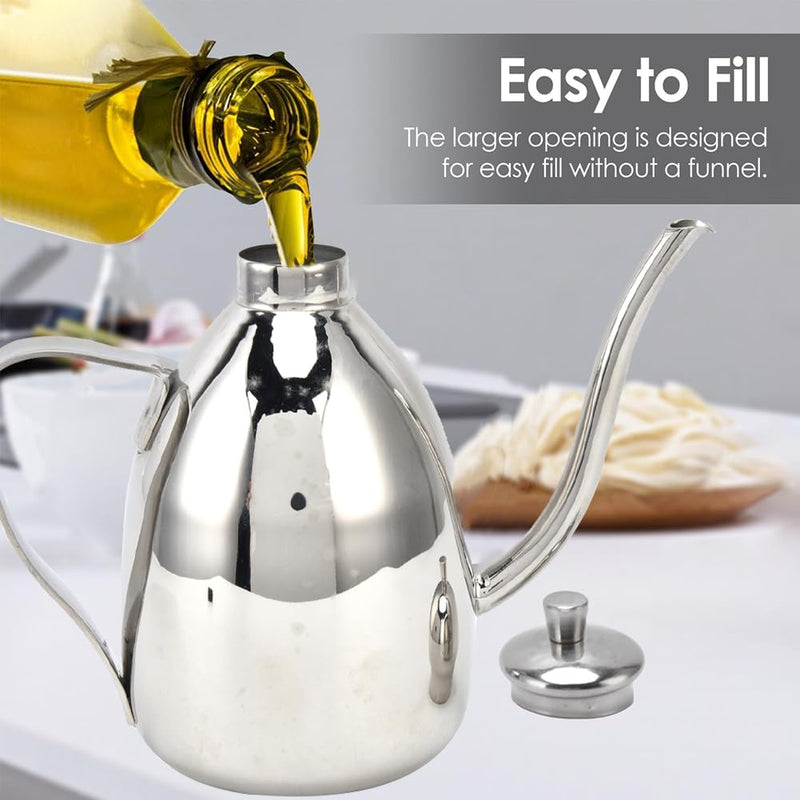 Stainless Steel Oil Pot, Stainless Steel Oil Can Portable High Water Tightness Stainless Steel Oil Can for Kitchen(1L)