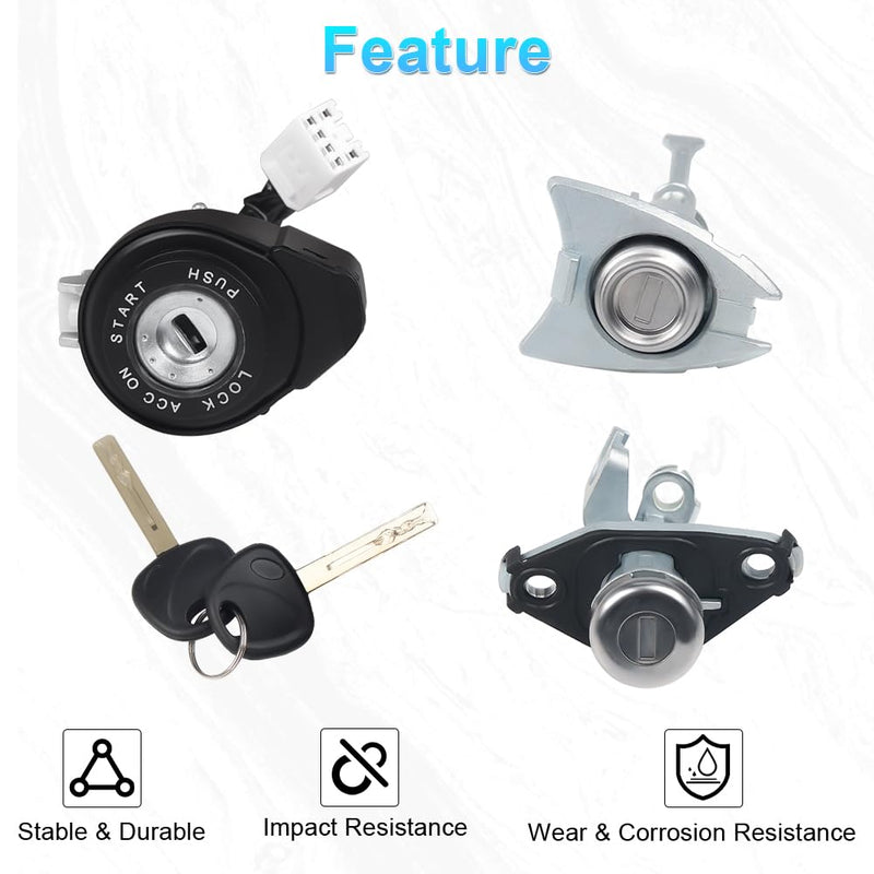 Ignition Switch Lock Cylinder Compatible with 2009-2014 Hyundai Sonata 2011-2015 Hyundai Sonata Hybrid Replacement for 81970-3SA00 81250-3SA00 Front Left Door Lock with 2 Keys