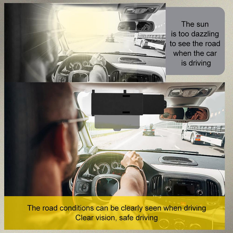 Polarized Car Sun Visor Extension with PC Lens and Side Sunshade, Anti-Glare Windshield Visor - Universal for Most Cars (Black) Black