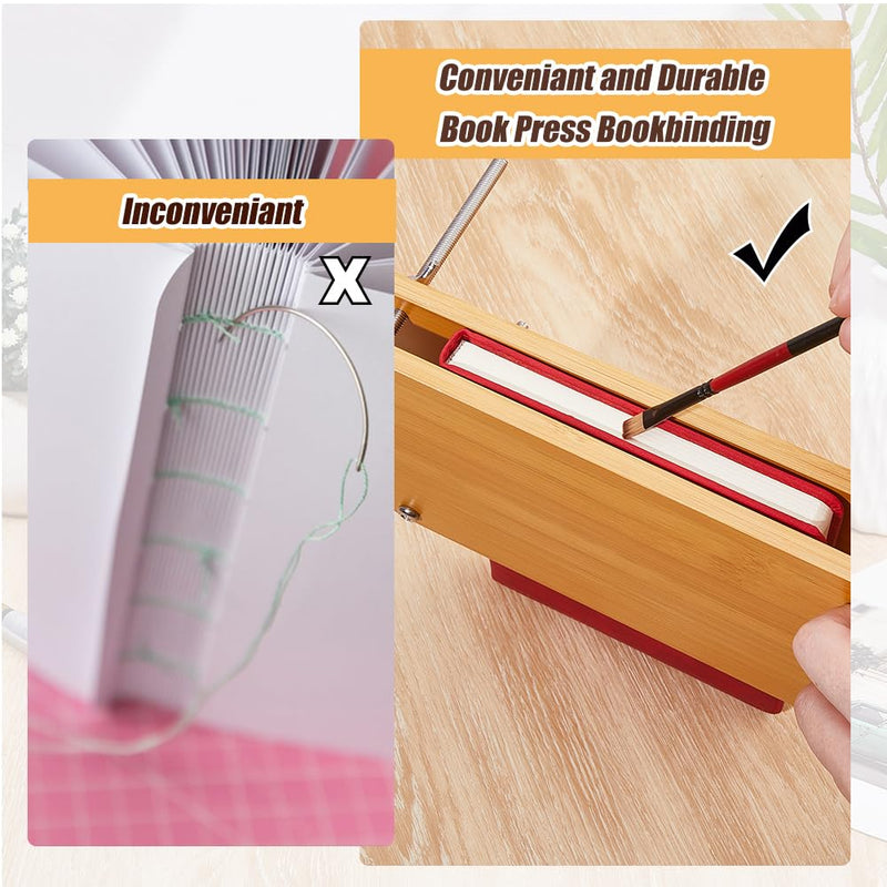 DICOSMETIC Book Press Bamboo Book Press Bookbinding Stable Book Binding Tool Manual Paper Press Handmade Book Binding 2 Floor Portable Book Binding Kit for DIY Bookbinding Easy Assemble (8.66"x5.94") 220x151x8mm