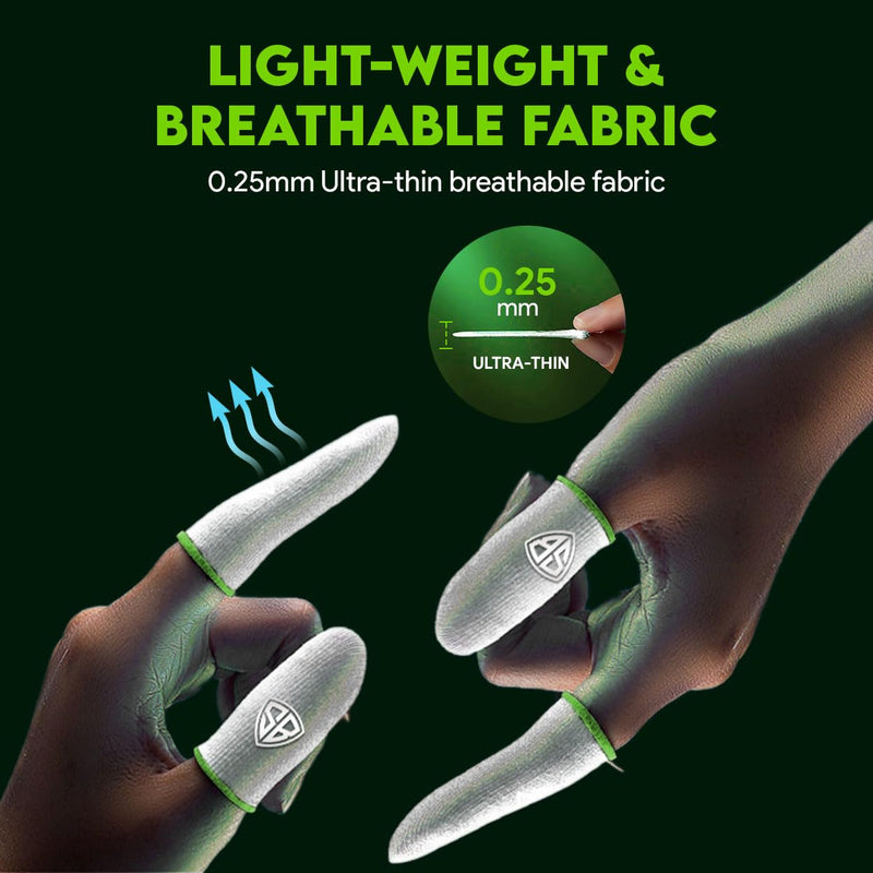 Silver Fiber Thumb & Finger Sleeve for Mobile Game (4 Pieces), Pubg,Cod,Freefire -with Metal Carry Box-Pack of 2 Pair