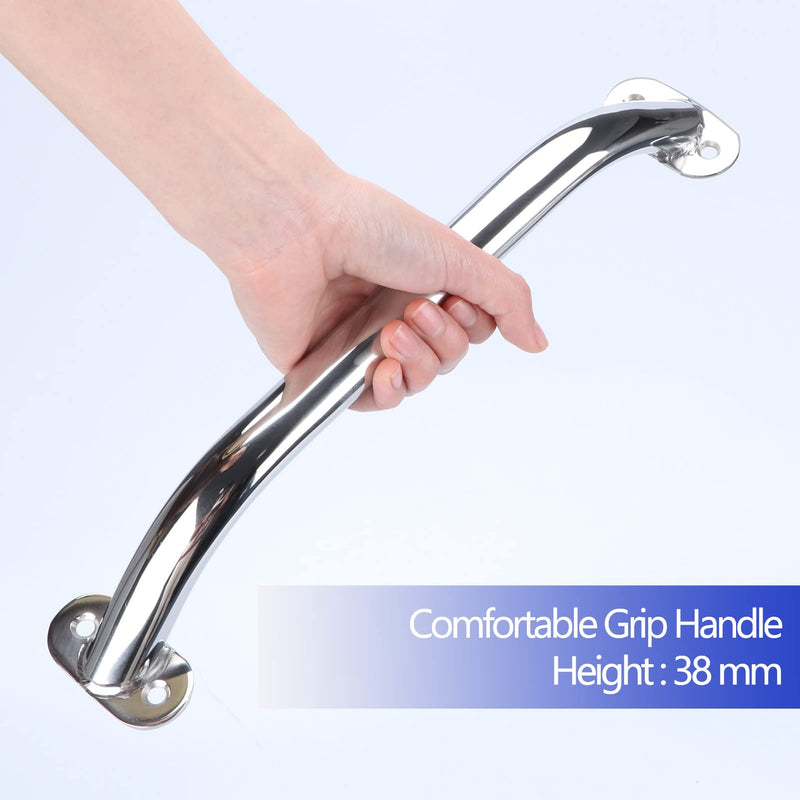 12" Oval Handrail Polished Grab Handle Stainless Steel Handrail for Marine Yacht/RV (2PCS)