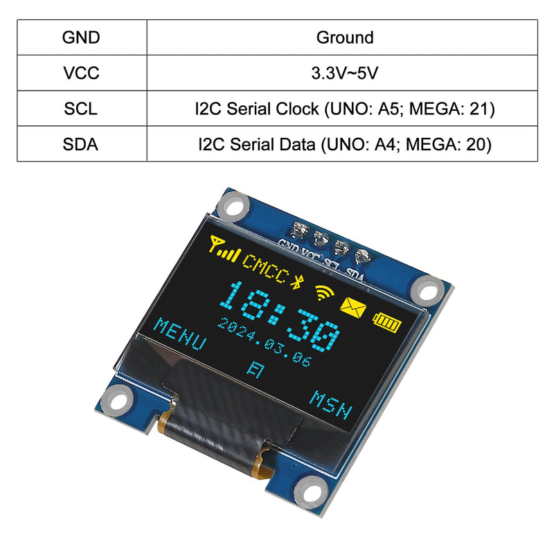 AITRIP 10 Pieces 0.96 Inch OLED I2C IIC Display Module 12864 128x64 Pixel SSD1306 Mini Self-Luminous OLED Screen Board Compatible with Arduino Raspberry Pi(Blue and Yellow) Blue and Yellow