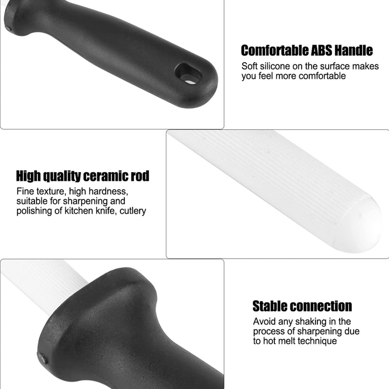 Ceramic Sharpening Rod & Stick 8-Inch Knife Sharpener Tool for Kitchen Scissors