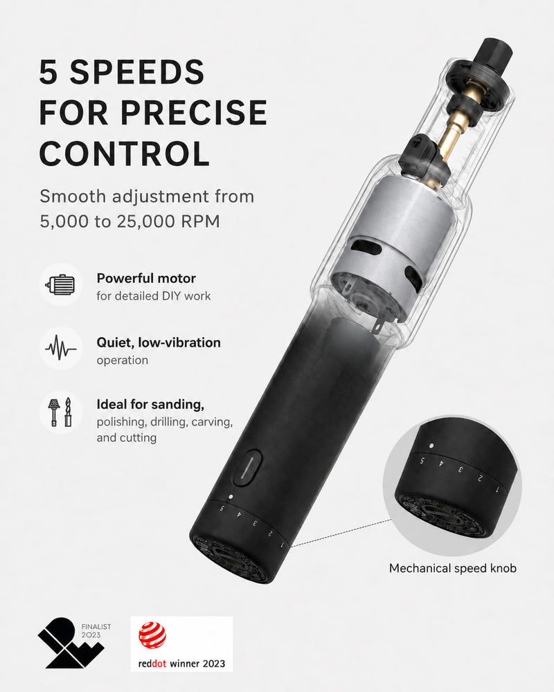 HOTO 35-in-1 Cordless Rotary Tool Kit, Strong Motor, 25000RPM 5 Variable Speed Powerful Engraving Pen, LED Light, Ideal for 3D Printing Sanding, Polishing, Drilling, Carving, Cutting DIY Crafts