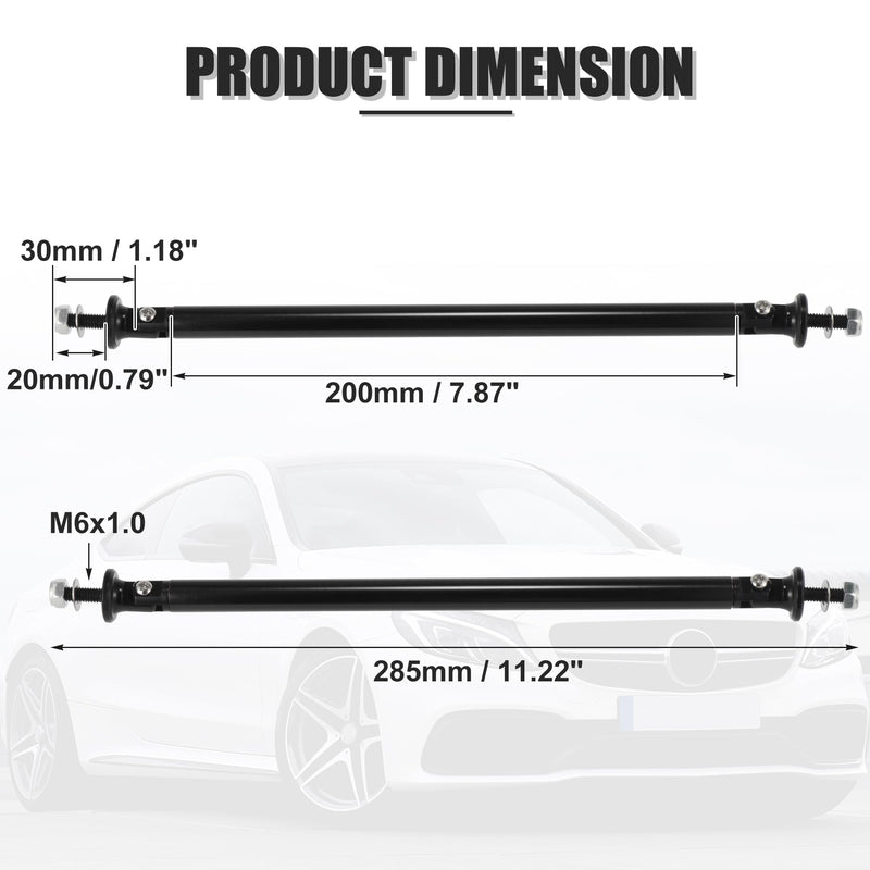 X AUTOHAUX 2pcs 200mm 7.87" Splitter Support Rods Adjustable Front Rear Bumper Lip Splitter Strut Rod Tie Support Bars Fit Most Vehicle Black