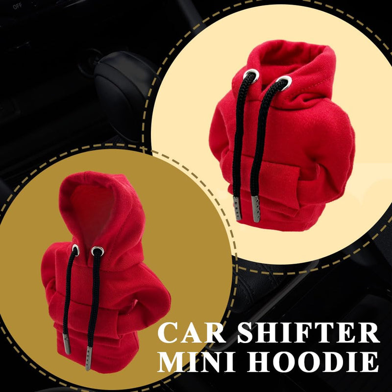 Gear Shift Hoodie, Universal Car Shift Knob Cover, Automotive Interior Cute Gadgets, Car Accessories and Decorations Mini Hoodie for Car Shifter 1 Piece Red