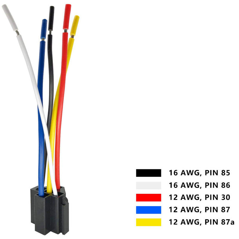irhapsody 80/60Amp 12v 5-pin Relay Kit, spdt 12-Volt Automotive Relay with Heavy-Duty Pigtail, 6-Pack 6-pack of relay