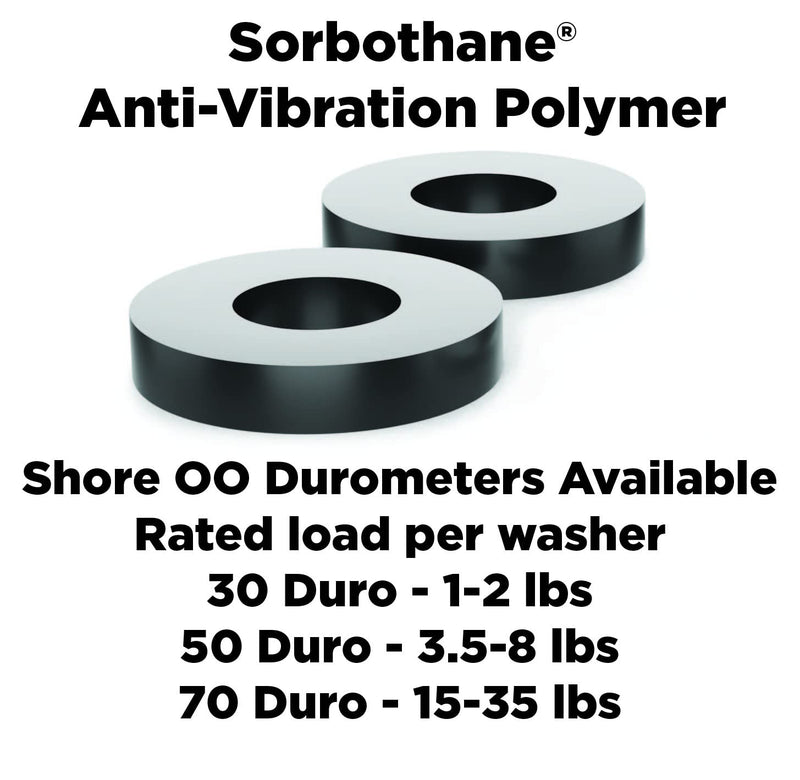 Isolate It: Sorbothane Vibration Isolation Washer 70 Duro (.45" ID - 1" OD - .19" Deep) - 12 Pack