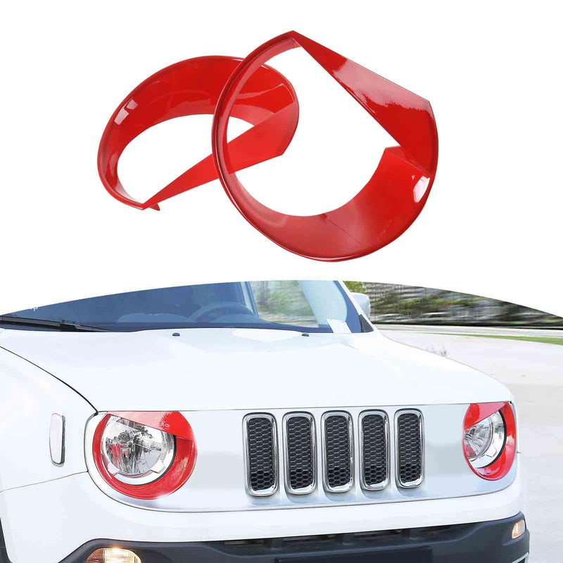 RT-TCZ for Renegade Front Light Cover Trim, Headlight Angry Eyes Bezels for Jeep Renegade 2016 2017 2018 Red Exterior Accessories 2pcs
