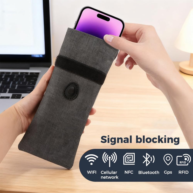 2 Pcs Faraday Bag for Phones, GPS & Signal Blocking Pouch Black | RFID Privacy Protection Case with Card Sleeve - Black Signal Blocking Bag for Personal Security