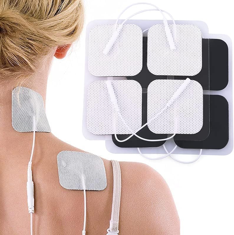 TENS Unit Electrode Pads, 20PCS 2"x2" Adhesive Electrodes Pads, TENS Unit Pads Replacement with Plug 2.0 mm for TENS Machine, Reusable and Latex-Free