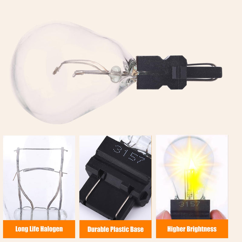 3157 P27/7W 12V Car Halogen Light Bulbs 3000K 3457 3157NA Miniature Turn Signal Bulbs Rear Tail/Brakes/Reverse/Running Light Long-Life Bulb Replacement for Jeep/Ford Trucks SUV