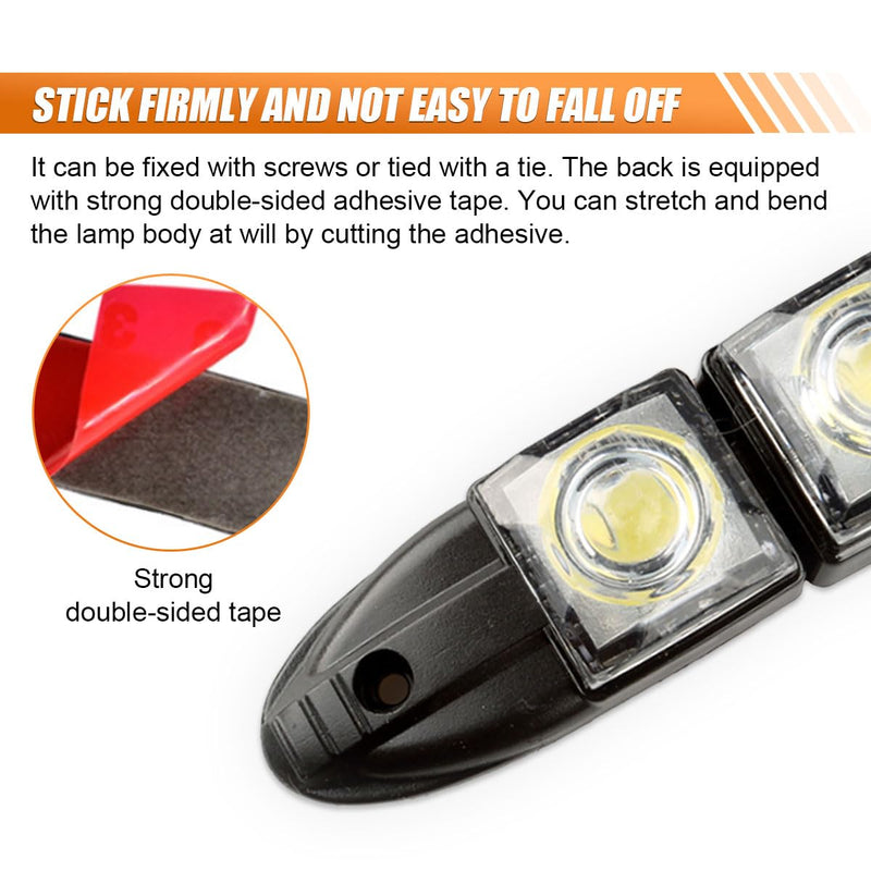 2PCS Daytime Running Strip Lights, Daylight Driving Weatherproof Decoration Light Kit, High Power Clearance Light, Flexible Bright Spot Fog Lamp, Auto Accessories Fit Most Cars (White) White