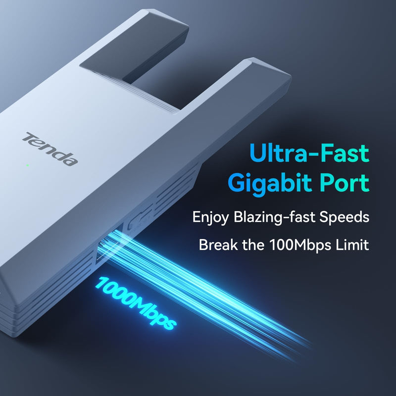 Tenda WiFi Range Extender AC1200 - WiFi Extender with Gigabit Ethernet Port, 1.2Gbps Home Signal Booster, Dual Band, Up to 1600 Sq & 32 Devices (A18Pro) A18Pro
