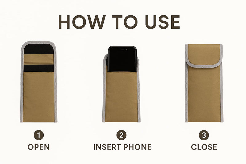 Simple Faraday Signal Blocking Pouch for Cell Phone Privacy and Anti-Tracking Protective Case Tan