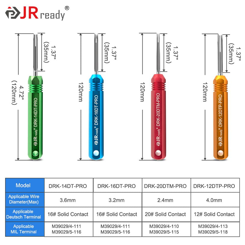 JRready ST5291 Deutsch Pin Removal Tool for Deutsch Size 12 16 20 Solid Contacts Wire Gauge 12-22 AWG,Terminal Release Tool Kit for Deutsch DT, DTM, DTP, DTHD, and HD Series Connectors