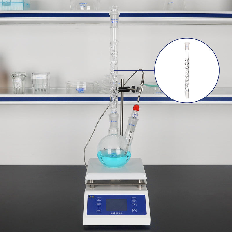 Labasics Vigreux Column, 24/40 Joints Borosilicate Glass Fractional Distillation with Indentations, 200 mm Length for Laboratory